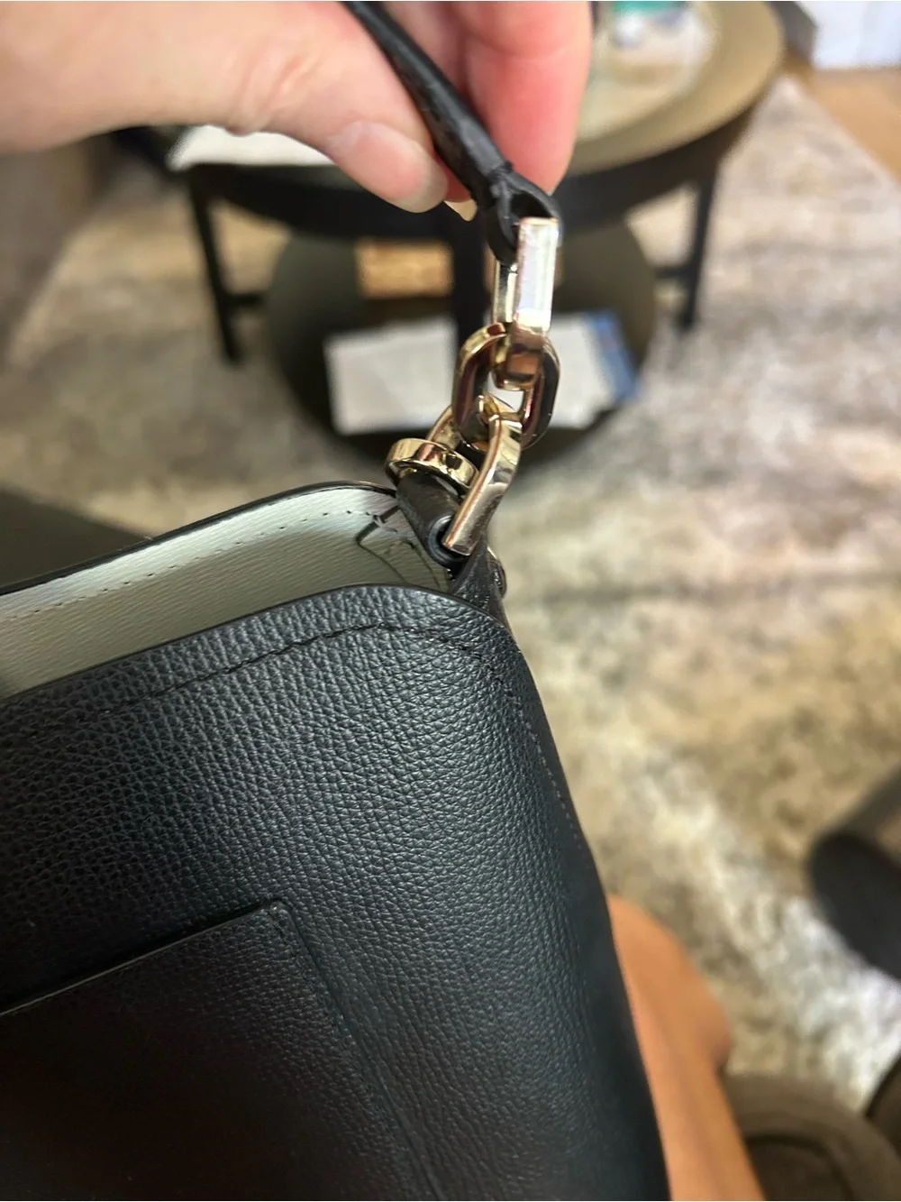 kate spade Black Pebbled Leather Shoulder Bag with Gold Hardware
